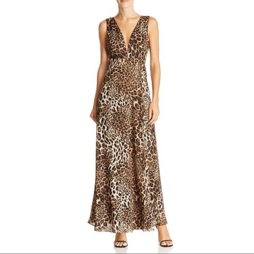 AQUA Leopard Print Maxi Wrap Dress